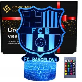   Kiegészítő focirajongóknak - Éjszakai lámpa gyermekeknek FC Barcelona Herb LED 3D