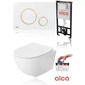    WC garnitúra rejtett keretű WC AlcaPlast gomb WHITE GOLD GLOSS