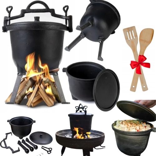  Öntöttvas EDÉNY 8L MAGYAR VADÁSZEDÉNY TÁBORTÜZES GRILLHEZ + KANÁL