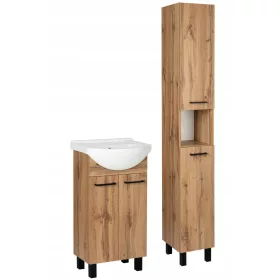    Fürdőszoba szett szekrény mosdóval 45cm oszlop 30cm Wotan tölgy