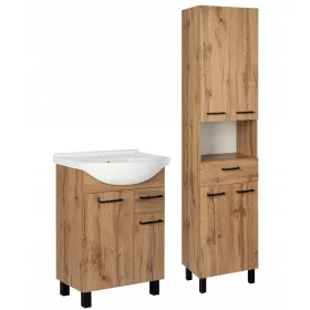    Fürdőszoba szett szekrény mosdóval 55cm oszlop 50cm Wotan tölgy