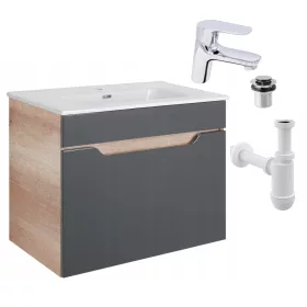    Szürke Ines szekrény szett 80 mosogatóval, függő fiókkal, csappal, szifonnal