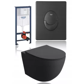    GROHE rejtett keretes WC készlet fekete örvénytálka BLACK MATT konzolok