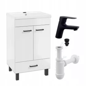    Álló fürdőszobai szekrény Mosdóval 50x40 Fekete Sigma Tap Szifon