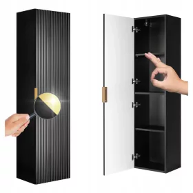    Fürdőszoba oszlop 136 cm Hornyolt függő Modern matt fekete FLOW