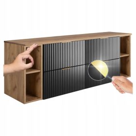    Mosogató szekrény 160 cm fekete tölgy modern felsővel és polcáramlással