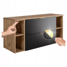    Mosdószekrény 120 cm, pulttal polcokkal Fekete tölgy Fürdőszoba FLOW
