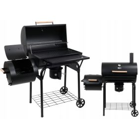    LUND SZÉN GRILL SMOKER XXL RÁCSÚ 64x37CM FÜSTÖLŐKAMRA RÁCS KEREKEKVEL