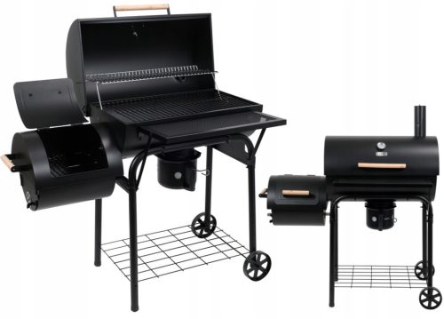  LUND SZÉN GRILL SMOKER XXL RÁCSÚ 64x37CM FÜSTÖLŐKAMRA RÁCS KEREKEKVEL