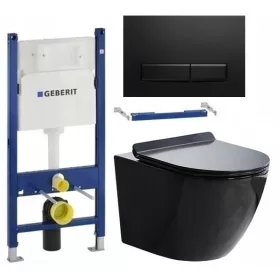    WC SZETT GEBERIT BASIC UP100 KERETES TÁL SLIM ARBO BLACK GLOSS