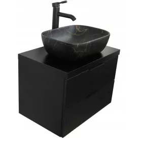    VARÁZOS MOSÓSZEKRÉNY 50 CM | FEKETE MATT LAKK | MDF ASZTAL