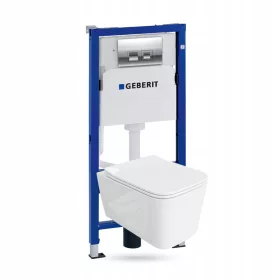    GEBERIT DUOFIXBASIC készlet + szögletes delta gomb KRÓM + wc csésze
