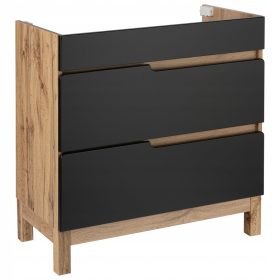    Alma álló szekrény, két fiók, wotan tölgy, matt fekete, mosogató alatt, 80 cm