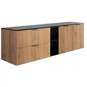    Fürdőszoba szekrény mosdóhoz függeszthető fekete tölgy 180 PUKA MDF előlapok ASZTAL