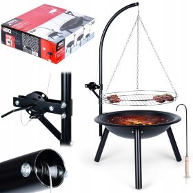    Nagy fém kerti KANDALLÓ tábortűzhöz függő grillsütővel