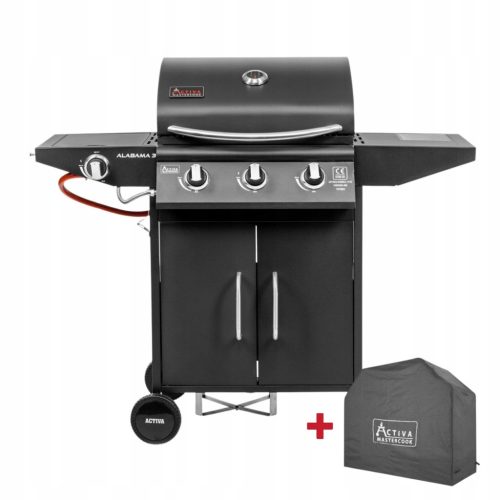  #ACTIVA GÁZ KERTI GRILL ALABAMA 3 12,8 kW + BURKOLAT, öntöttvas rostély