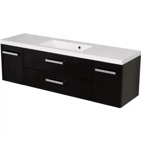    FOKUS ÚJ fürdőszobabútor fekete szekrény + mosogató 140