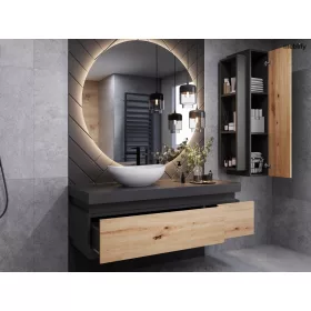    Fürdőszoba SELI 1 matt fekete/lefkas tölgy modern precíz