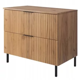    Mosdó alatt álló fürdőszobai szekrény 80 tölgy PUSKÁK MDF lábak fém asztallap