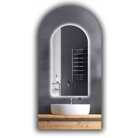    LED FÉLOVÁLIS TÜKÖR 80x120 FÜRDŐSZOBA VILÁGÍTÁS FÉLOVÁLIS LED