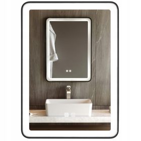    LED TÜKÖR 80x120 FÉLOVÁLIS FÜRDŐSZOBA FÉLOVÁLIS VILÁGÍTÁSÚ LED PREMIUM