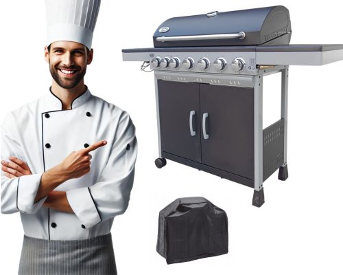  DEKRAFT GÁZGRILL (NEVADA XXL 6+1) 15,1 kW öntöttvas rostély + burkolat