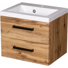    FOKUS ÚJ LOFT fürdőszobabútor natúr tölgy szekrény + mosdó 50