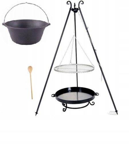  GRILL XXL Tűztér 80 cm Rozsdamentes acél RÁCS 80 cm + ÖNTVAS EDÉNY 11 l