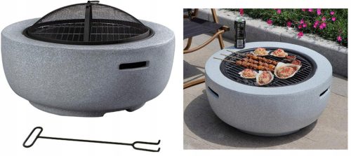  ELEGÁNS KERTI KANDALLÓTÁL kőből 4 az 1-ben GRILL KANDALLÓ TERÉSKERT