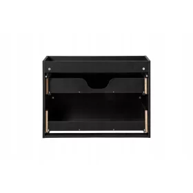    Modern mosdószekrény 80 cm-es hornyolt matt fekete NOVA BLACK Com