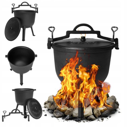  Öntöttvas edény 15L MAGYAR VADÁSZEDÉNY SÜLT DARABOK GRILL TÁBORTÜZRE