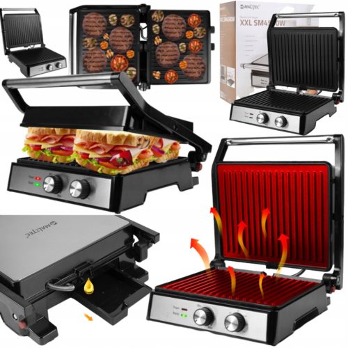  MalTec SM4500W érintkező, összecsukható, hagyományos elektromos grill ezüst/szürke 2500 W