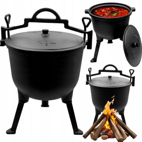  Öntöttvas edény 10L VADÁSZEDÉNY MAGYAR EDÉNY TÁBORTÜZES GRILLHEZ