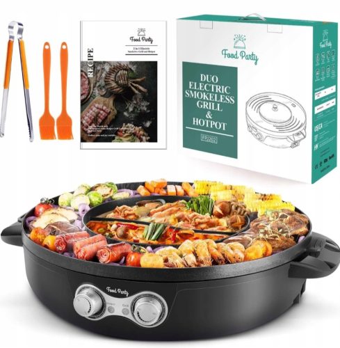  Kerek elektromos asztali grill forró edényrel 2 az 1-ben SILVERCREST 1800 W
