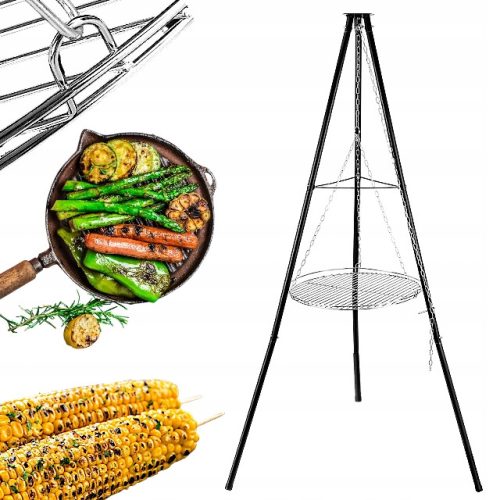  NAGY KANDALLÓHOZ 150 CM-ES ÁLLVÁNY RÁCSOS KERTI LAKÓGRILLVEL
