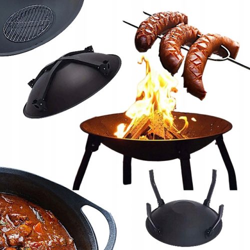  ACÉL KERTI TÜZSZURK BOSTROS GRILL TÁL TÜZIFÁHOZ 55 CM