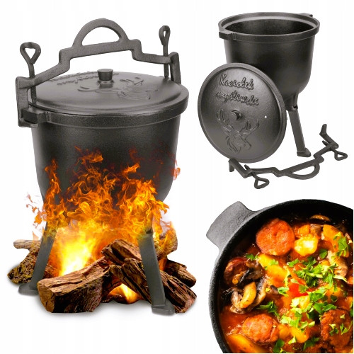  Öntöttvas 4 L-es vadászfazék a tábortűz POT Magyar grillsültekhez
