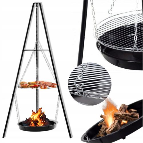  Háromlábú kerti kandalló, rácsos kerti grill kandallóhoz 152cm