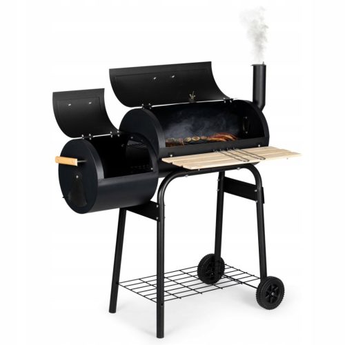  Nagy kerti grill 2 az 1-ben füstölő, fedél + hőmérő