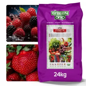    Műtrágya málnának, szedernek, gyümölcsbokroknak, zöldségeknek ORO GYÜMÖLCSÖK 100 nap 24kg GREEN