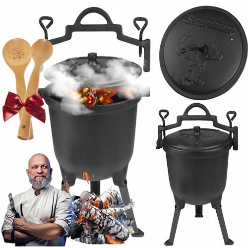  Öntöttvas edény vadászat / HUNGARIAN POT FOR CAMPFIRE GRILL ROASTS 8L