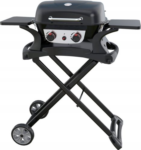 YATO HORDOZHATÓ GÁZ KERTI GRILL 2 ÉGŐS 5KW FEKETE + ÖSSZEHAJTHATÓ KOCSIK