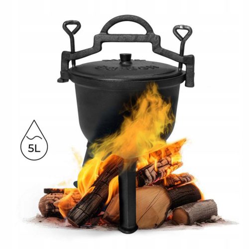 Öntöttvas Álló Edény Vadászedény Tábortűz Grill 5L