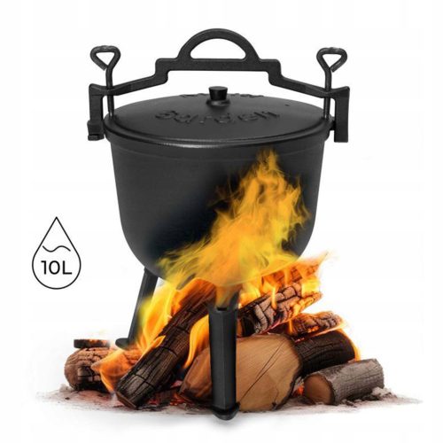  Öntöttvas Álló Edény Vadászedény Tábortűz Grill 10L