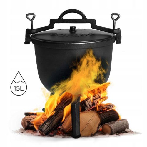  Öntöttvas Álló Edény Vadászedény Tábortűz Grill 15L