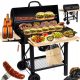 KERTI SZÉN GRILL FEDŐVEL ZÁRT ASZTAL HORDOZHATÓ HORDÓS BBQ PRO