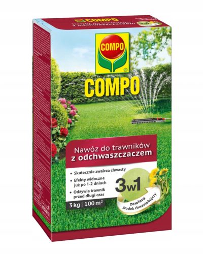  COMPO 3 az 1-ben gyomtrágya gyomirtóval 3 kg - Vastag és egészséges fű