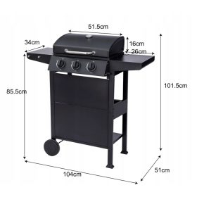    GÁZGRILL EL FUEGO SAN JOSE 3 ÉGŐS öntöttvas Rács + CSÖKKENTŐ MOST ELÉRHETŐ!