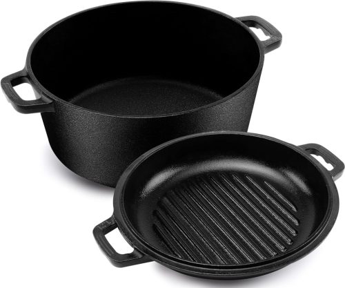  Zománcozott öntöttvas edény TŰZINDUKCIÓS GÁZFEDŐHEZ 5L NAGY GRILL XL