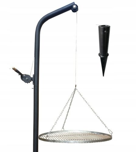  Darukaron lévő kerti grill 80 cm-es rozsdamentes acél ráccsal és fogantyúval